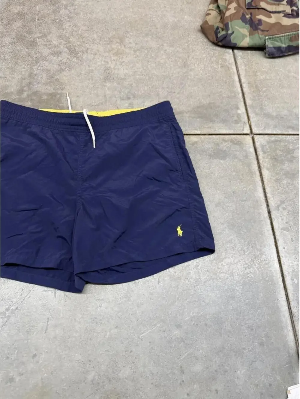 vintage polo ralph lauren navy small logo nylon short size small